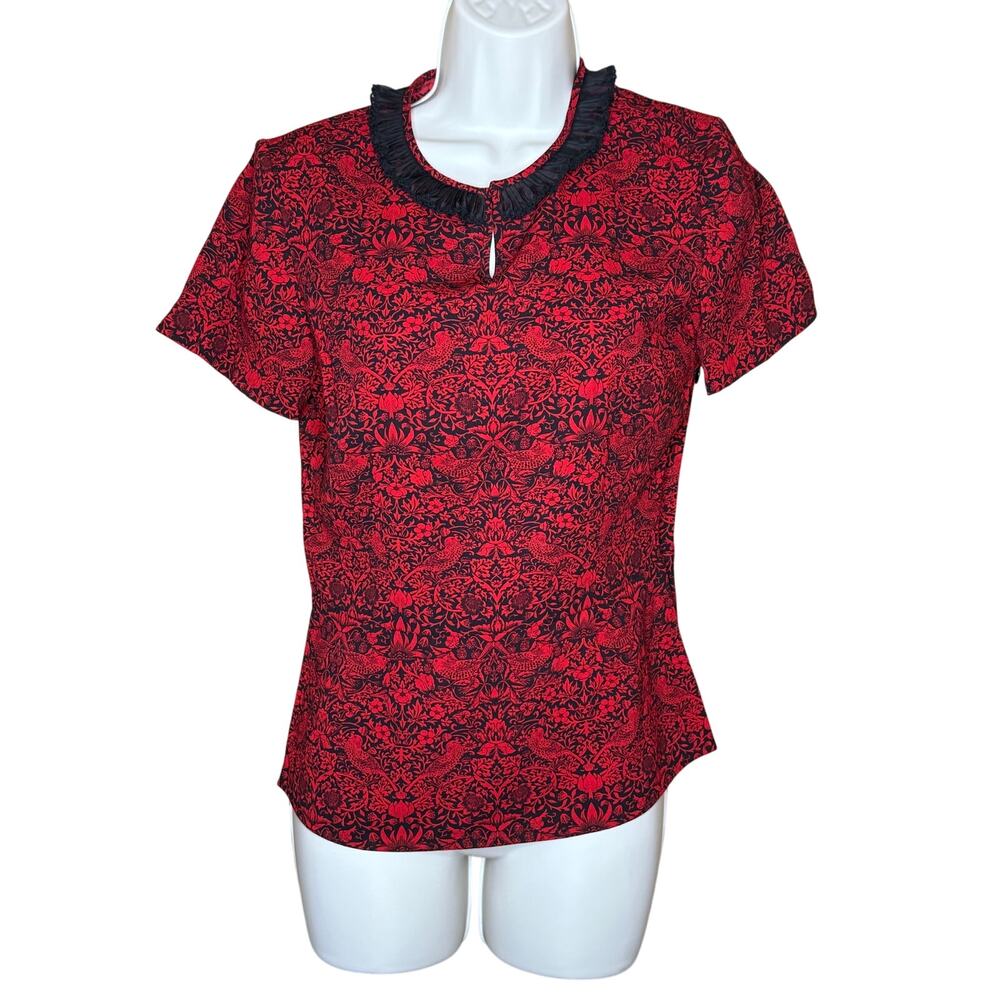 Marc Jacobs Ruby Red High Neck Shirt Sleeve Top XS NWT